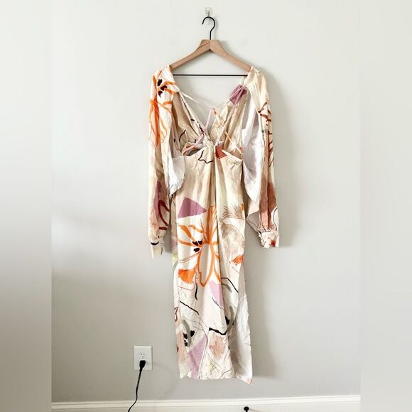 ASOS Edition Strapping Detail Maxi Dress in Stone Art Floral - Size 6 - Picture 4 of 7